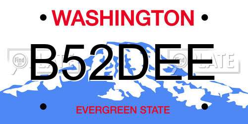 B52DEE Washington License Plate