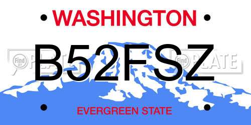 B52FSZ Washington License Plate
