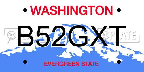 B52GXT Washington License Plate