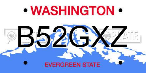 B52GXZ Washington License Plate