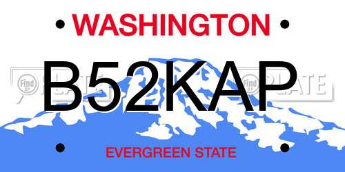 B52KAP Washington License Plate