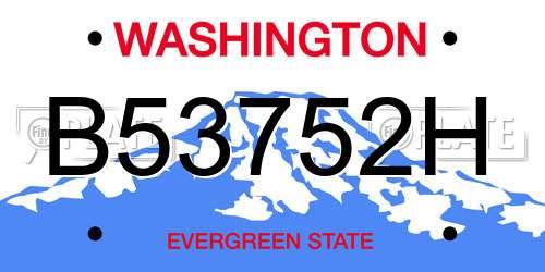 B53752H Washington License Plate