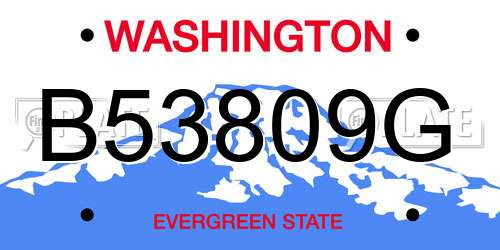 B53809G Washington License Plate