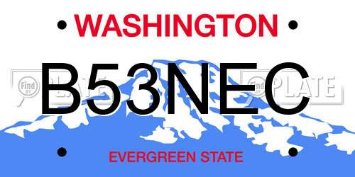 B53NEC Washington License Plate