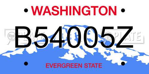 B54005Z Washington License Plate
