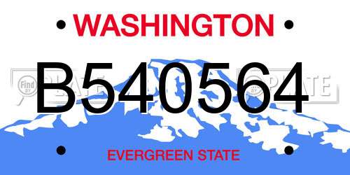 B540564 Washington License Plate