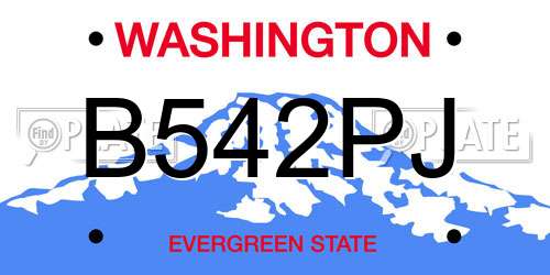 B542PJ Washington License Plate