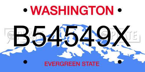 B54549X Washington License Plate
