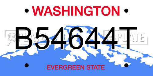 B54644T Washington License Plate