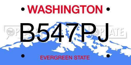 B547PJ Washington License Plate