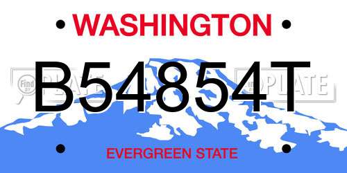 B54854T Washington License Plate
