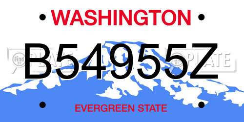 B54955Z Washington License Plate