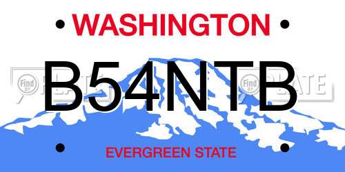 B54NTB Washington License Plate
