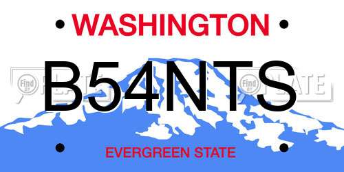 B54NTS Washington License Plate