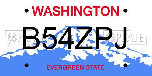 B54ZPJ Washington License Plate
