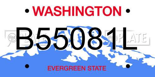 B55081L Washington License Plate