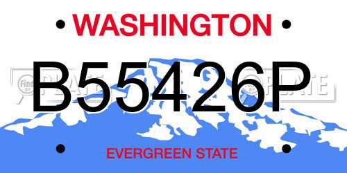 B55426P Washington License Plate