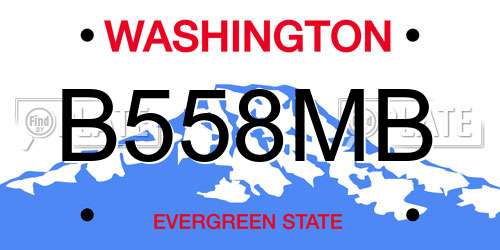 B558MB Washington License Plate
