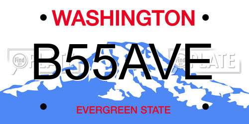B55AVE Washington License Plate
