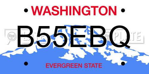 B55EBQ Washington License Plate