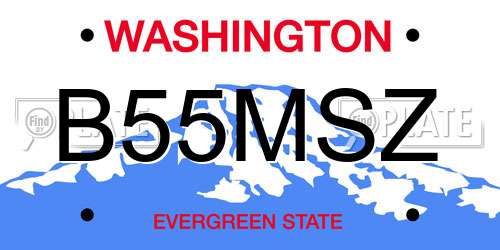 B55MSZ Washington License Plate