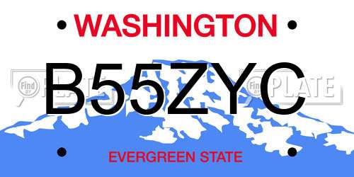 B55ZYC Washington License Plate