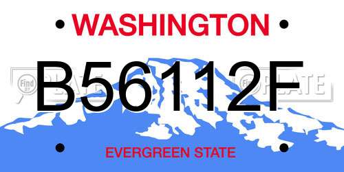 B56112F Washington License Plate