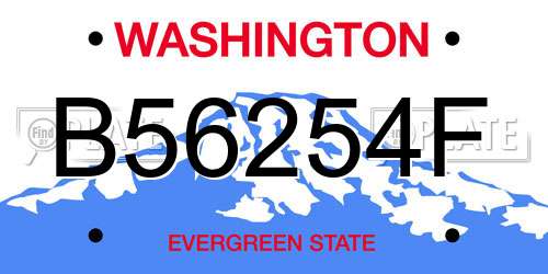 B56254F Washington License Plate