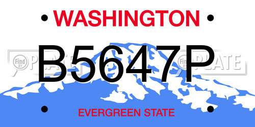 B5647P Washington License Plate