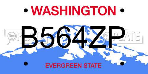 B564ZP Washington License Plate