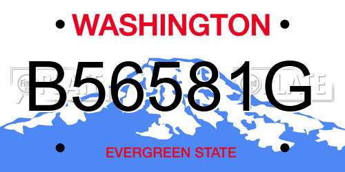 B56581G Washington License Plate