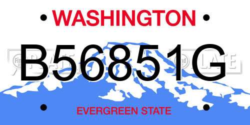 B56851G Washington License Plate