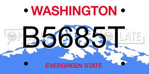 B5685T Washington License Plate