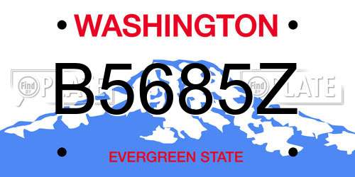 B5685Z Washington License Plate