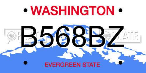 B568BZ Washington License Plate