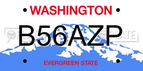 B56AZP Washington License Plate