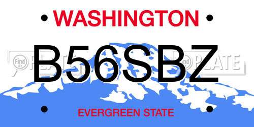 B56SBZ Washington License Plate