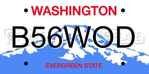B56WOD Washington License Plate