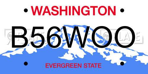 B56WOO Washington License Plate