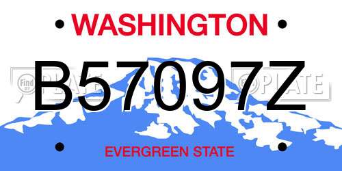 B57097Z Washington License Plate
