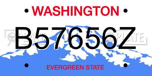 B57656Z Washington License Plate