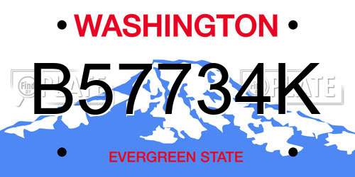 B57734K Washington License Plate