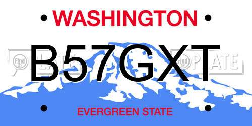 B57GXT Washington License Plate