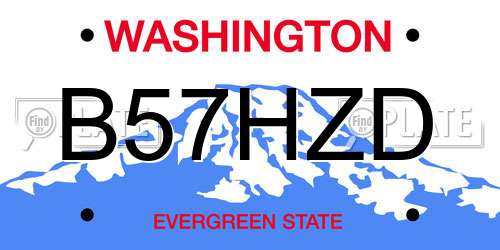 B57HZD Washington License Plate
