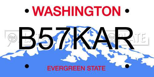 B57KAR Washington License Plate