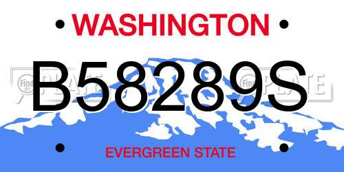 B58289S Washington License Plate