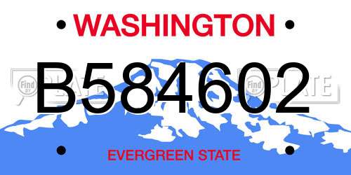 B584602 Washington License Plate