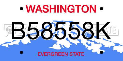 B58558K Washington License Plate