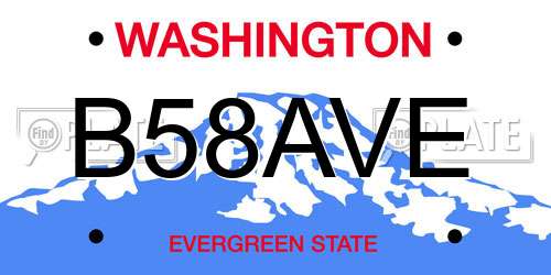 B58AVE Washington License Plate