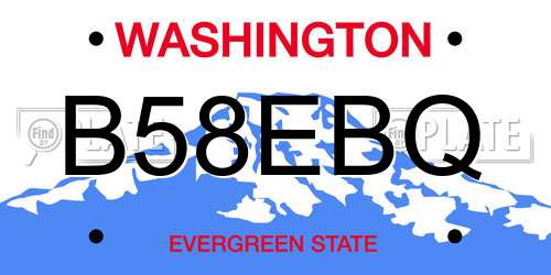 B58EBQ Washington License Plate